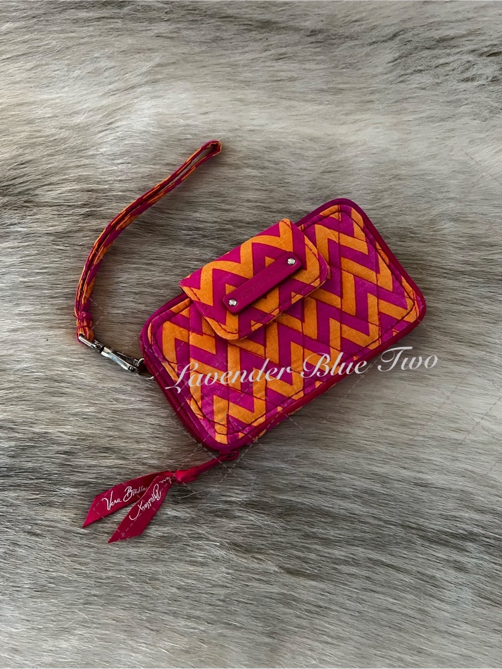 VERA BRADLEY Ziggy Zinnia 2014 Wristlet Wallet Pink Orange Y2K Lippie Trave